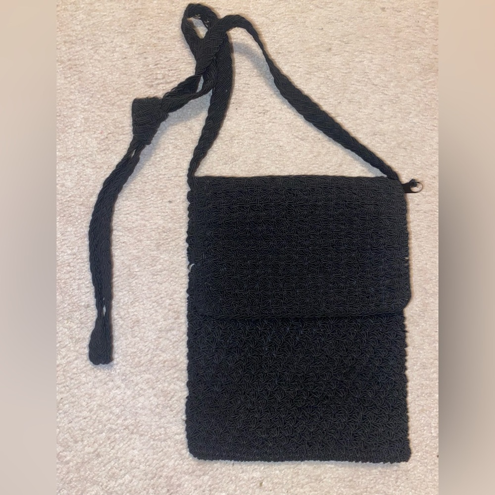 Black crocheted purse